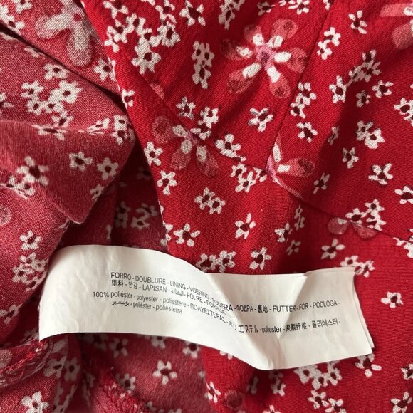 ZARA Women's Red Floral Print 3/4 Sleeve Ruffled Mini Dress - Picture 6 of 6
